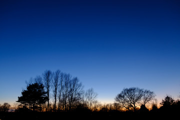 Fototapeta na wymiar Beautiful Blue hour at Grove Park, Harborne