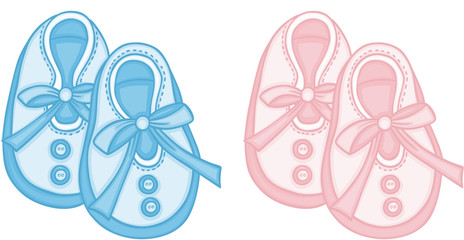 Blue and pink baby shoes

