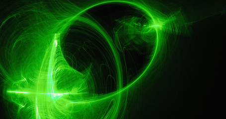 Green Abstract Lines Curves Particles Background