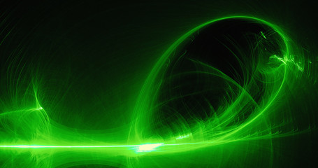 Green Abstract Lines Curves Particles Background