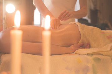 Obraz na płótnie Canvas close up picture of massage process