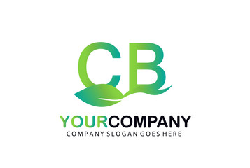 CB Green Leaf Letters Logo Design