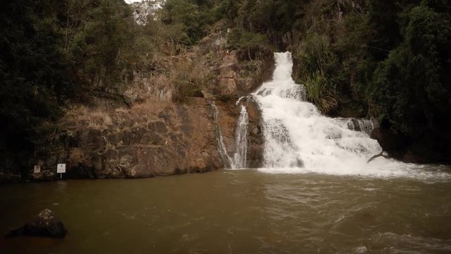 Whitewater Tumbles into a Peaceful Pool at Datanla Waterfall