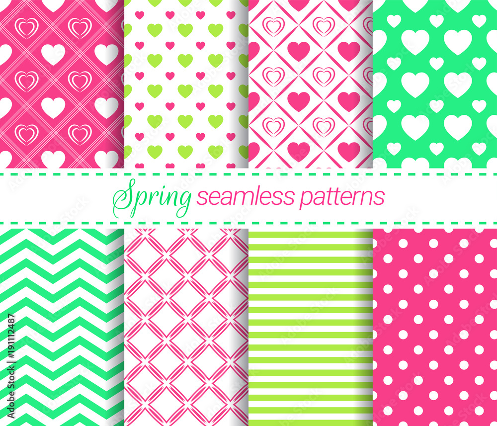 Aufkleber vector spring seamless patterns collection. soft repeated textures. geometric backgrounds set. for c