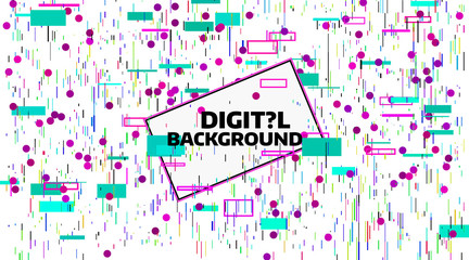 Abstract digital geometric background. Bright color data chaos. Glitch and noise defect and distortion