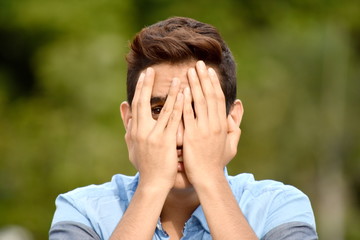 Ashamed Diverse Male