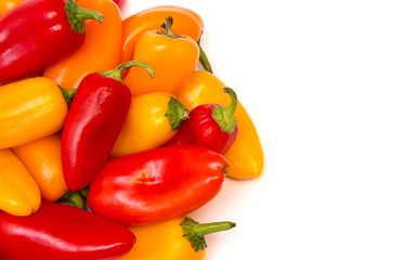 Small Sweet Peppers Isolated on a White Background