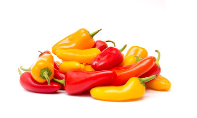 Small Sweet Peppers Isolated on a White Background