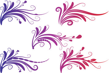 Calligraphic decorative elements with lines