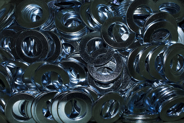 Pile of galvanized steel washers