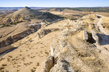 landscape with a mountain range on a summer day, view from the castle of Atienza, province of Guadalajara, Spain