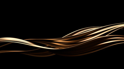 Luxurious, mysterious, vintage, abstract splash of liquid gold on a black background. 3d illustration, 3d rendering.