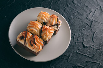 curd cake on a wooden background