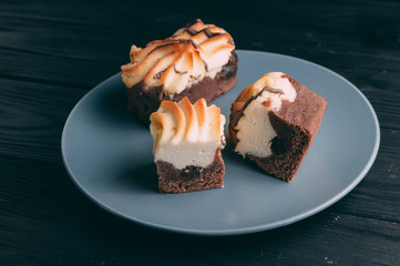 curd cake on a wooden background