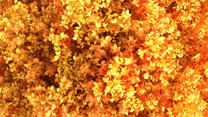 Autumnal background texture of foliage. 3d illustration, 3d rendering.