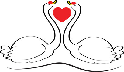 swan and heart shape icon design