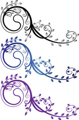 Calligraphic decorative elements with lines