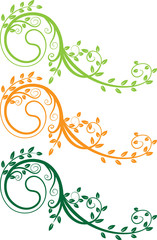 Calligraphic decorative elements with lines