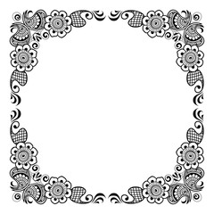 Hand drawn floral background with place for text. Vector Illustration