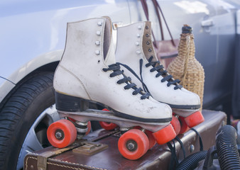Old white women's roller skate