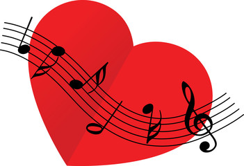 Fototapeta na wymiar heart shape and music note design