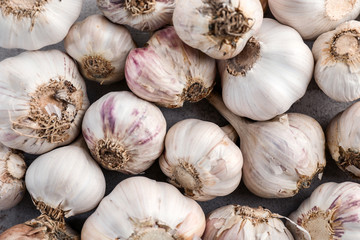 Fresh garlic heads, closeup