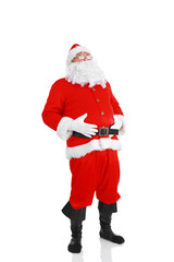 Santa Claus with Christmas Gift, isolated on white background.
