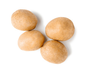 Fototapeta na wymiar Fresh raw potatoes on white background