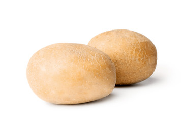 Fototapeta na wymiar Fresh raw potatoes on white background