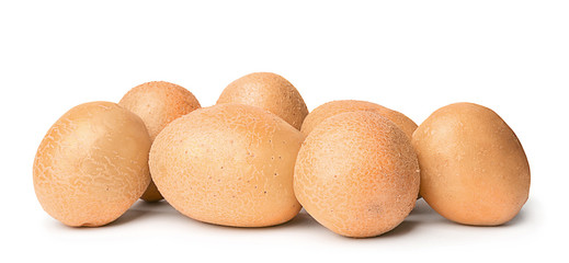Fresh raw potatoes on white background