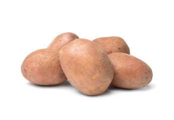 Fresh raw potatoes on white background