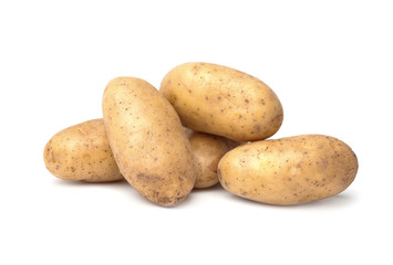 Fresh raw potatoes on white background