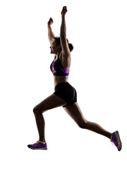 Fototapeta premium one african runner running sprinter sprinting woman isolated on white background silhouette