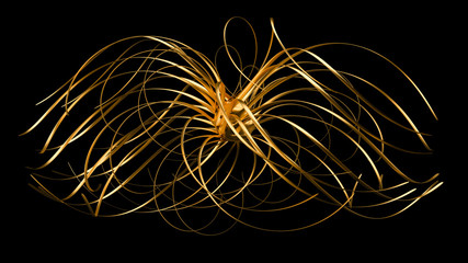 The golden form. 3d image, 3d rendering.