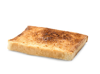 Toasted bread on white background