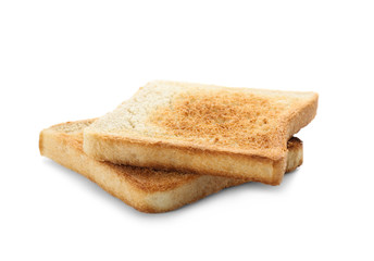 Toasted bread on white background