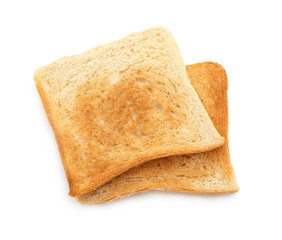 Toasted bread on white background