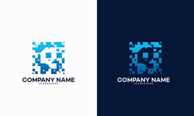 Abstract Modern Q Pixel Initial logo designs vector template