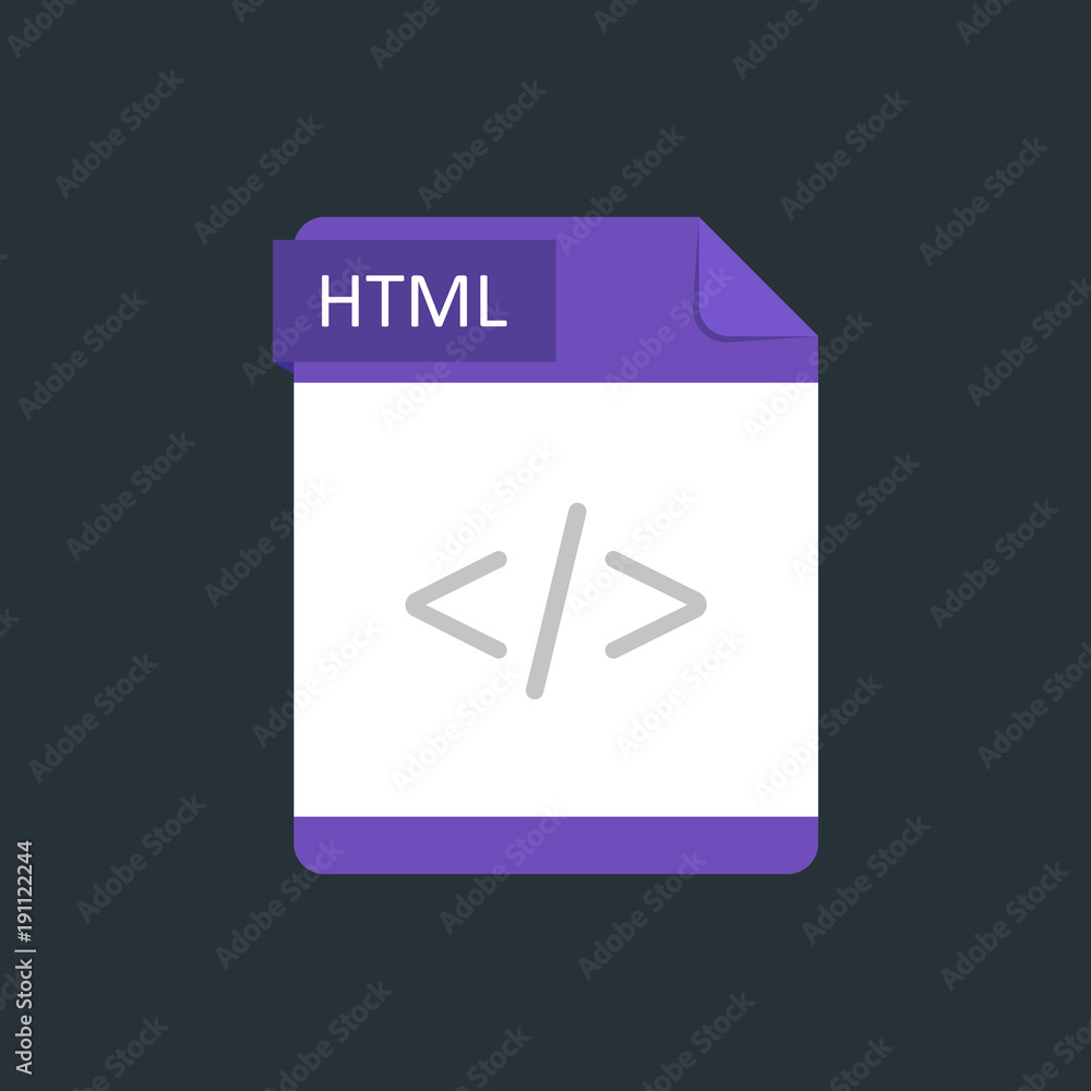 Poster html file type icon. vector illustration isolated on a dark blue background