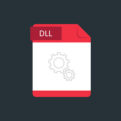 DLL file type icon. Vector illustration isolated on a dark blue background