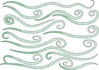 Calligraphic decorative elements with lines