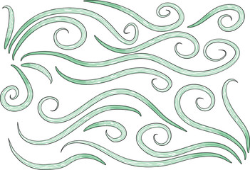 Calligraphic decorative elements with lines