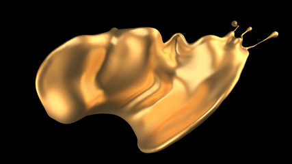 Mysterious, beautiful, luxury gold splash. 3d illustration, 3d rendering.