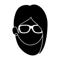 beautiful and young woman head character vector illustration design