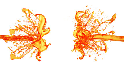 A splash of orange juice. 3d illustration, 3d rendering.