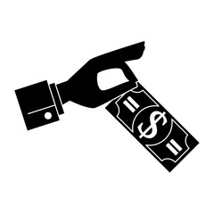 hand with bills dollars isolated icon vector illustration design