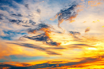 Beautiful Colorful Sunset Sky and Clouds