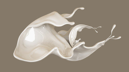 A splash of milk. 3d illustration, 3d rendering.
