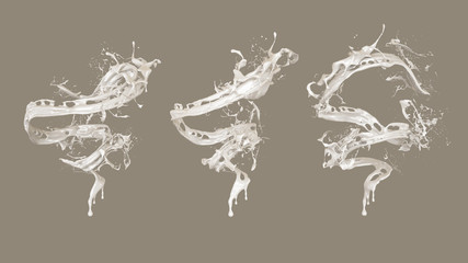 A splash of milk. 3d illustration, 3d rendering.