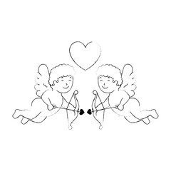 cupid angels with heart vector illustration design